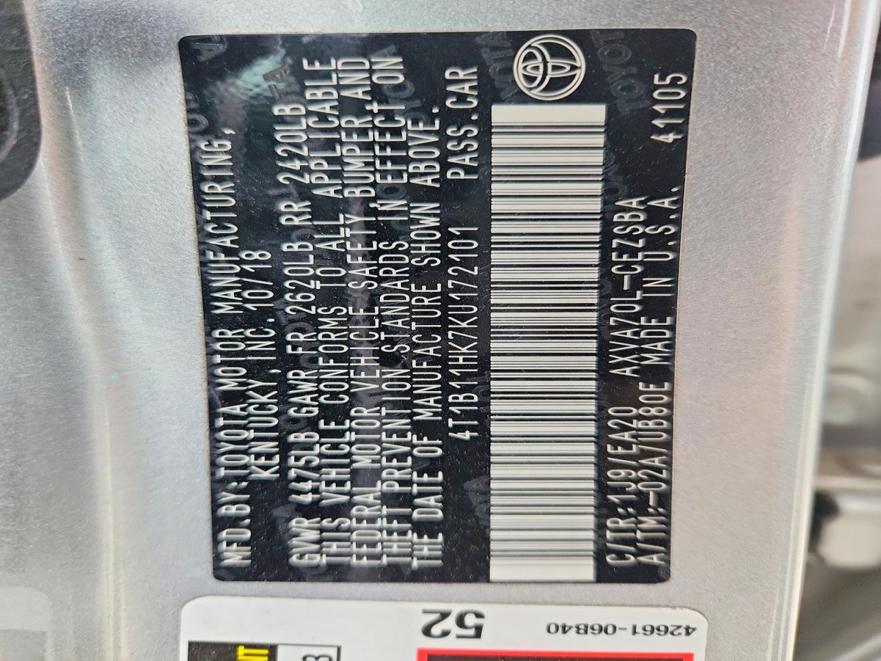 2019 TOYOTA CAMRY