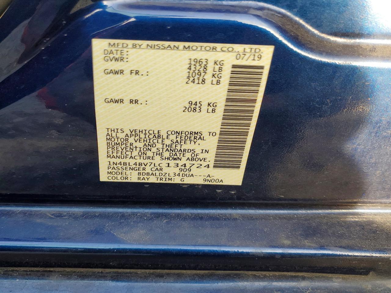 2020 NISSAN ALTIMA