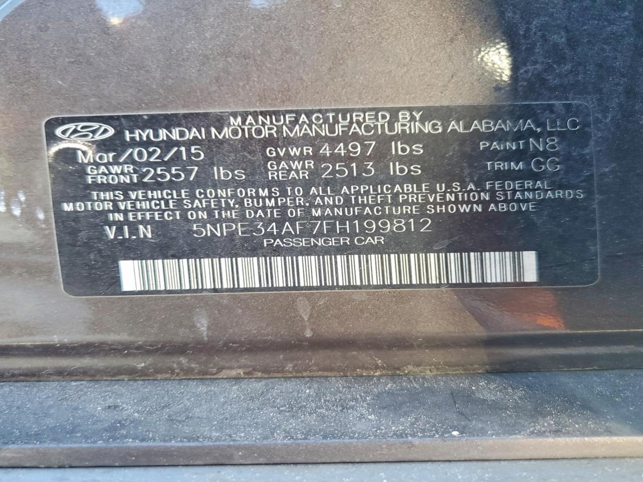 2015 HYUNDAI SONATA