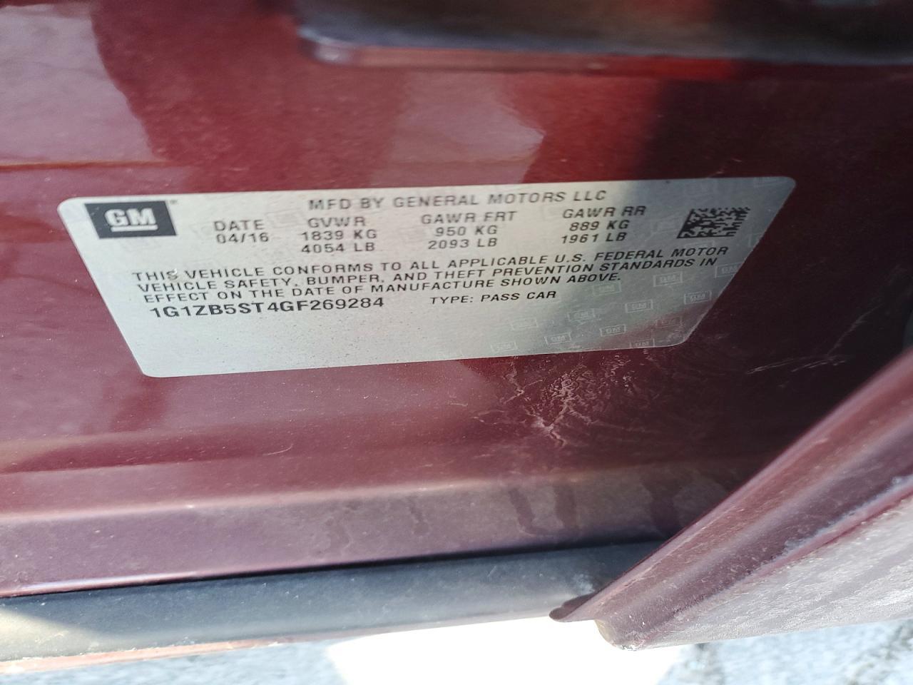 2016 CHEVROLET MALIBU