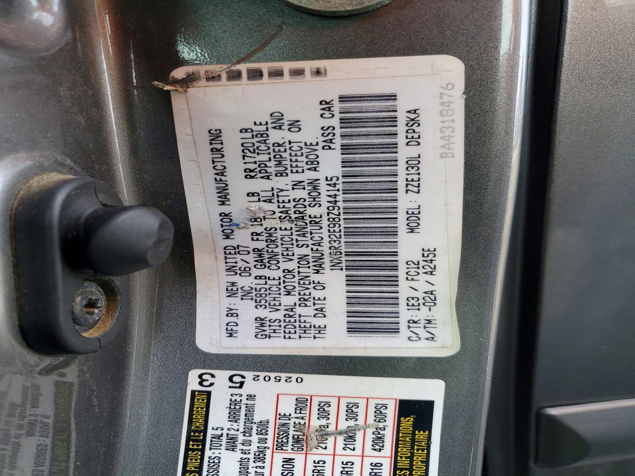 2008 TOYOTA COROLLA