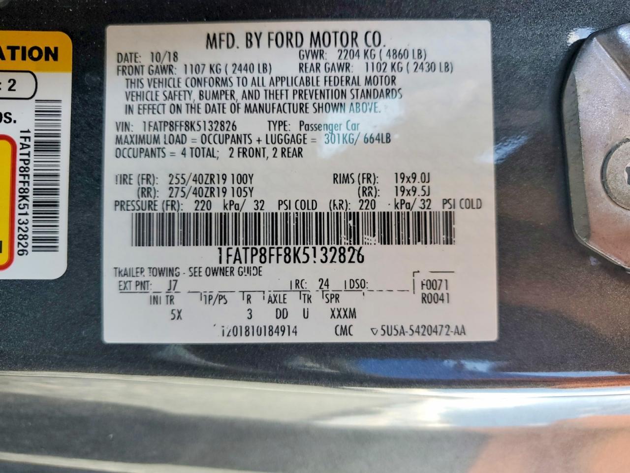 2019 FORD MUSTANG