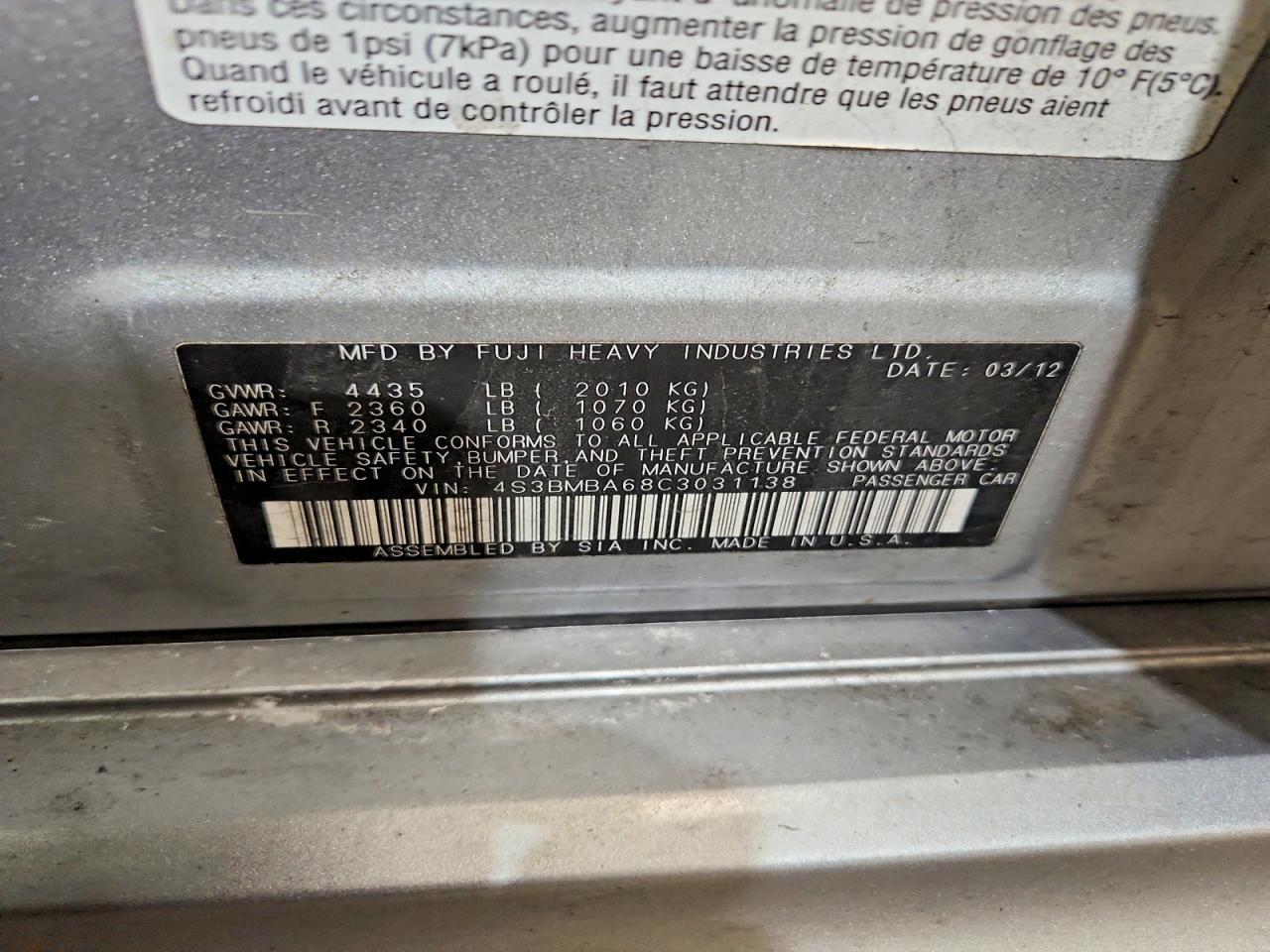 2012 SUBARU Legacy