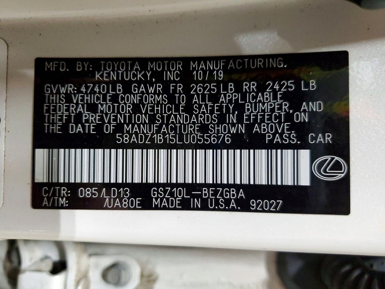 2020 LEXUS ES 350
