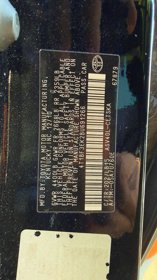 2011 TOYOTA CAMRY