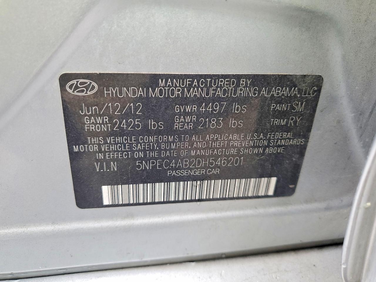 2013 HYUNDAI SONATA