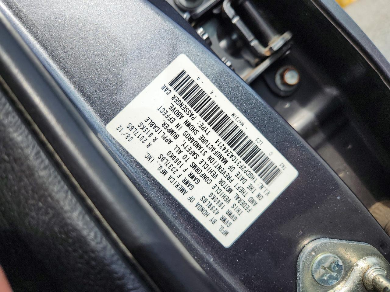 2012 HONDA ACCORD