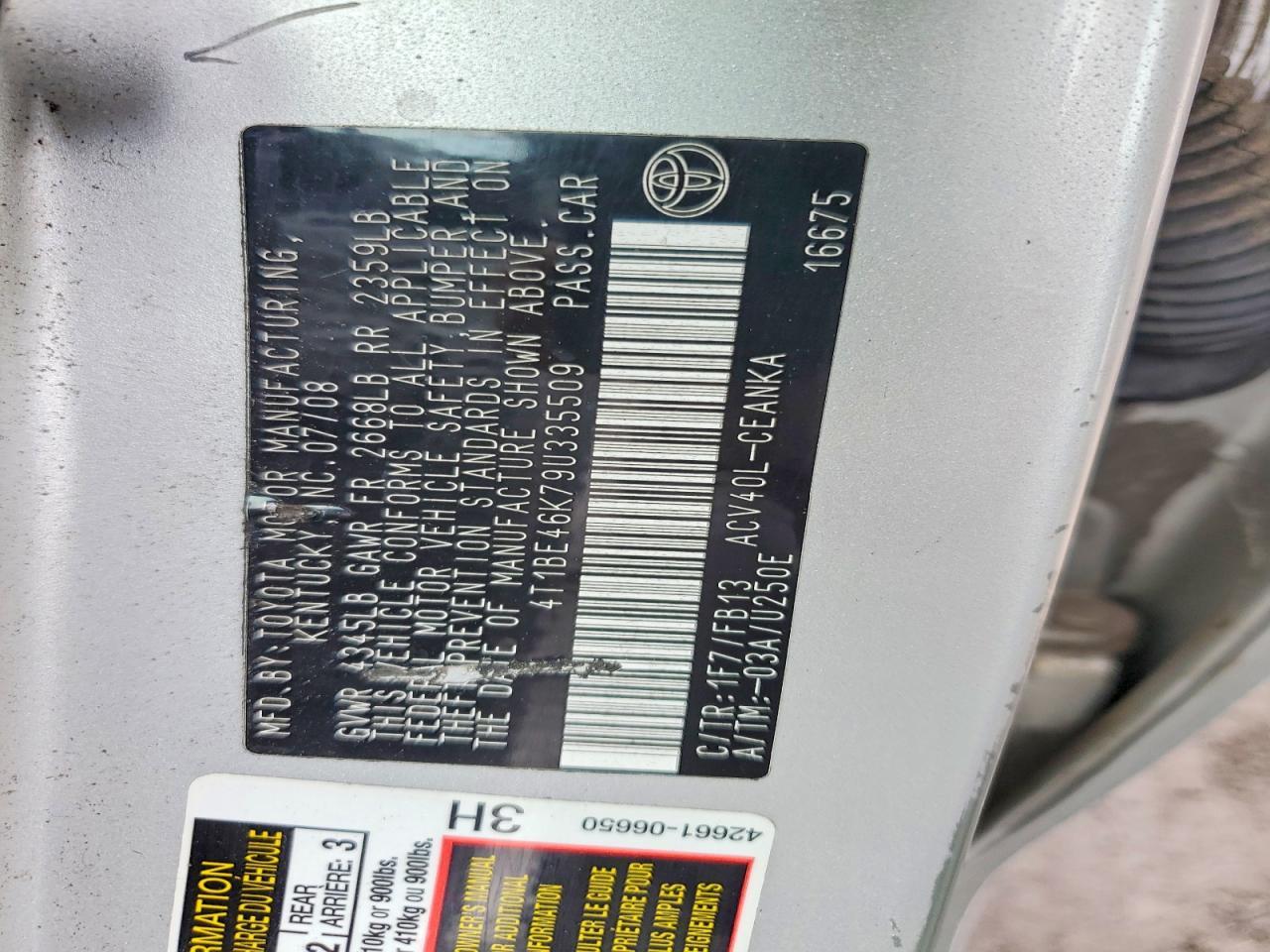 2009 TOYOTA CAMRY