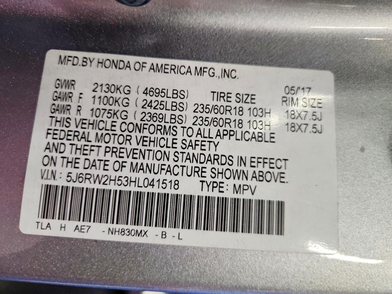 2017 HONDA CR-V