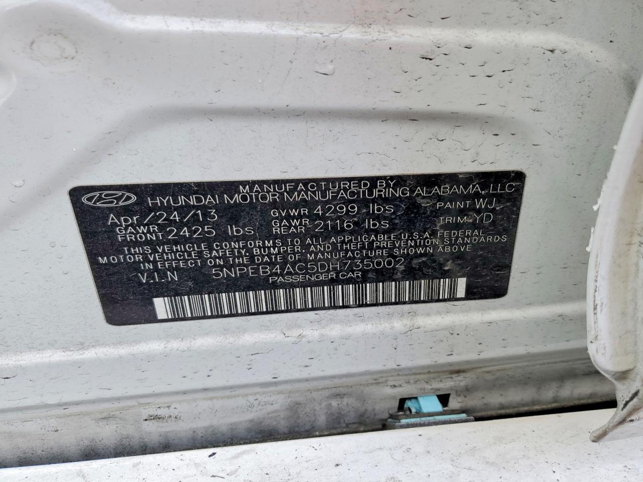 2013 HYUNDAI SONATA