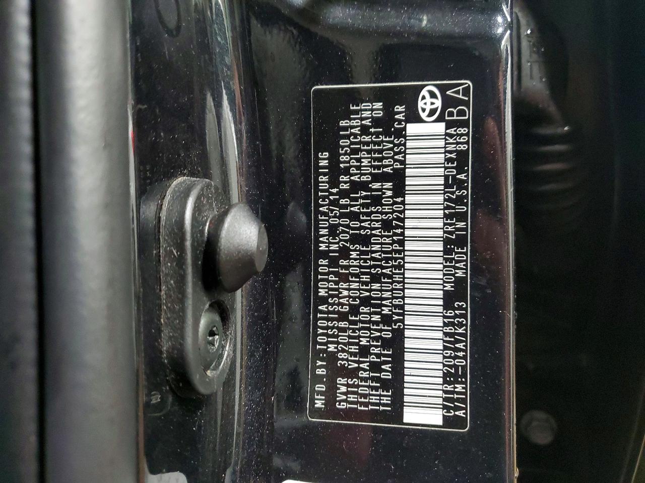 2014 TOYOTA COROLLA