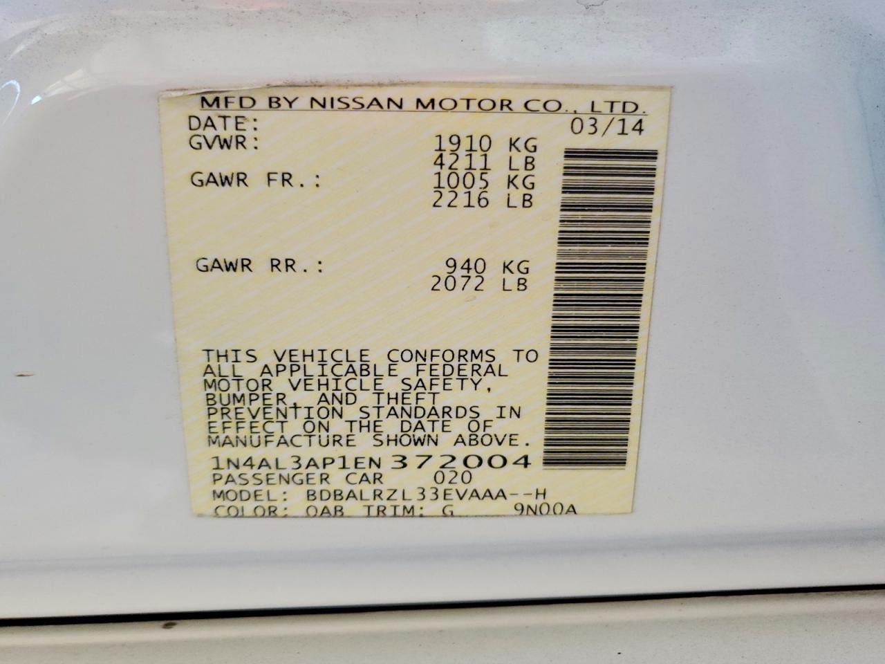 2014 NISSAN ALTIMA