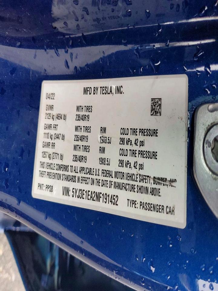 2022 TESLA MODEL 3