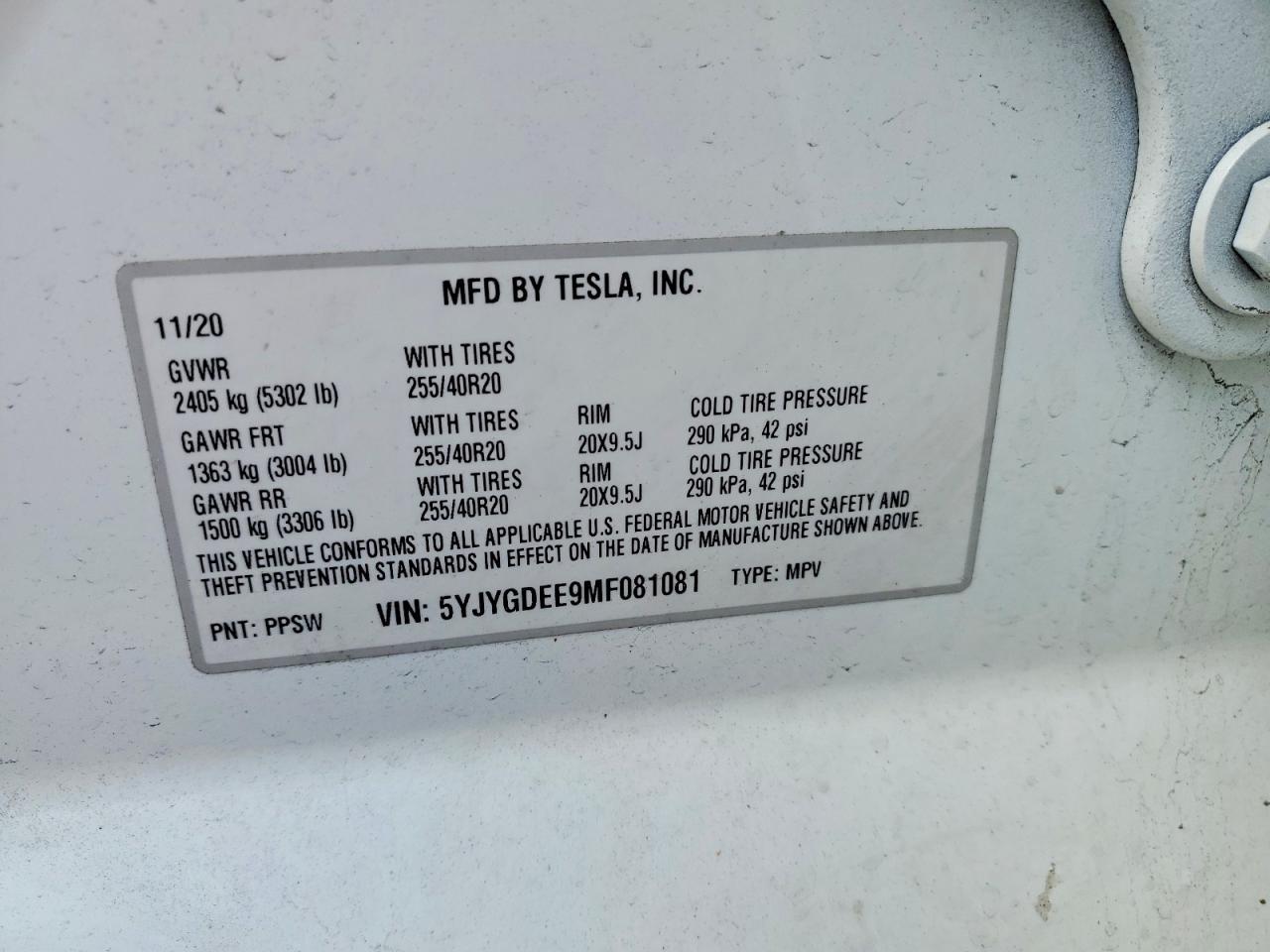 2021 TESLA MODEL Y