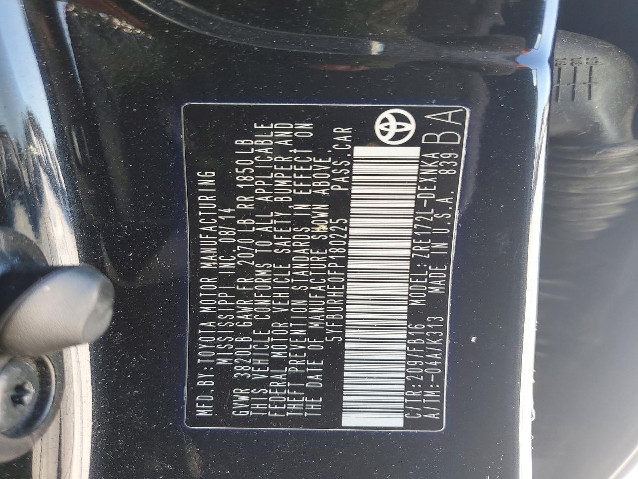 2015 TOYOTA COROLLA