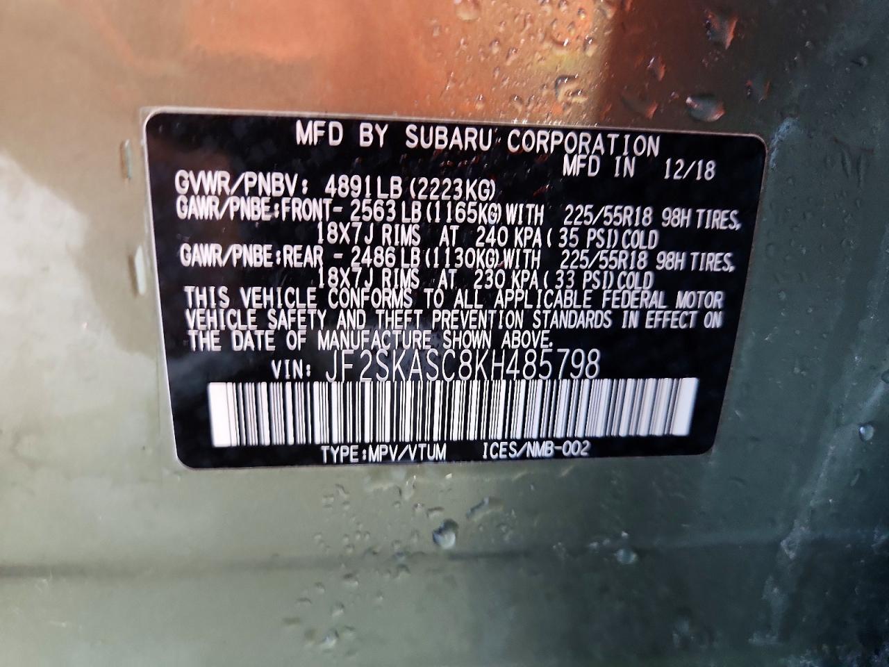 2019 SUBARU FORESTER