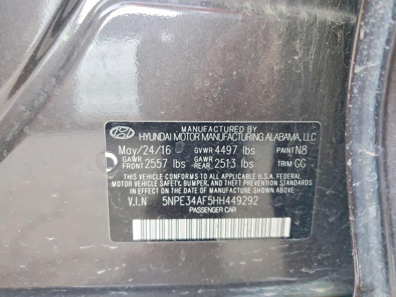 2017 HYUNDAI SONATA