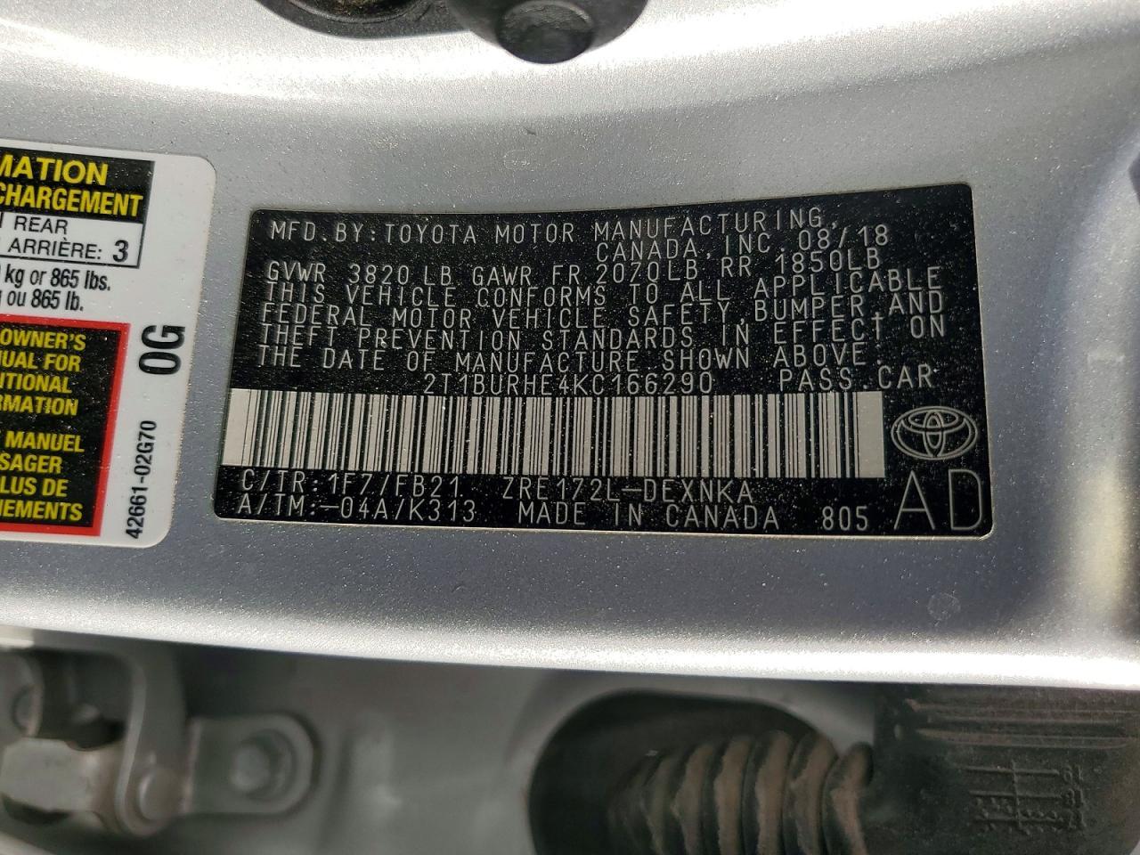 2019 TOYOTA COROLLA