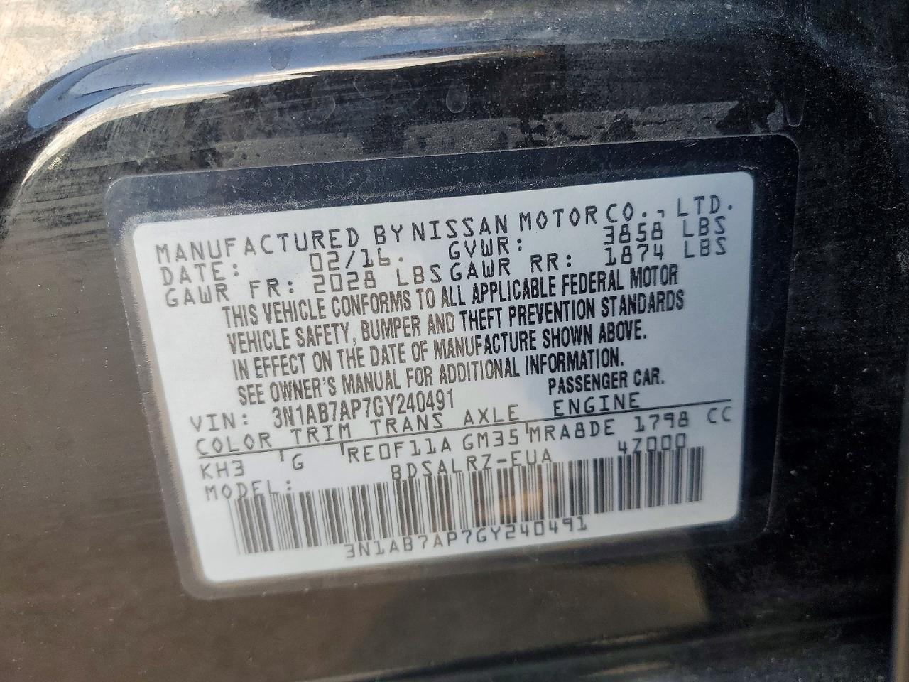 2016 NISSAN SENTRA