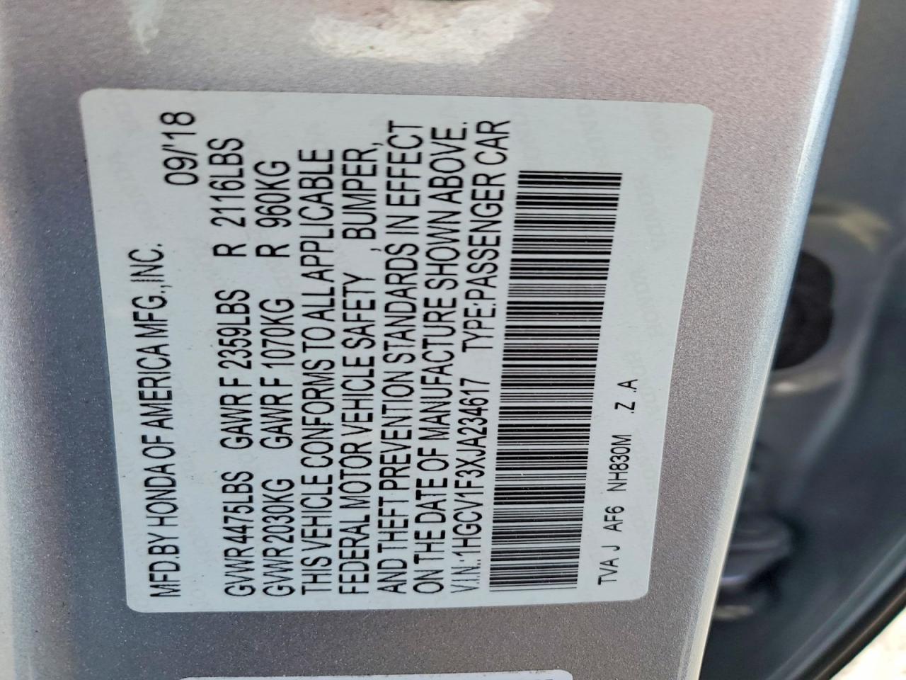 2018 HONDA ACCORD
