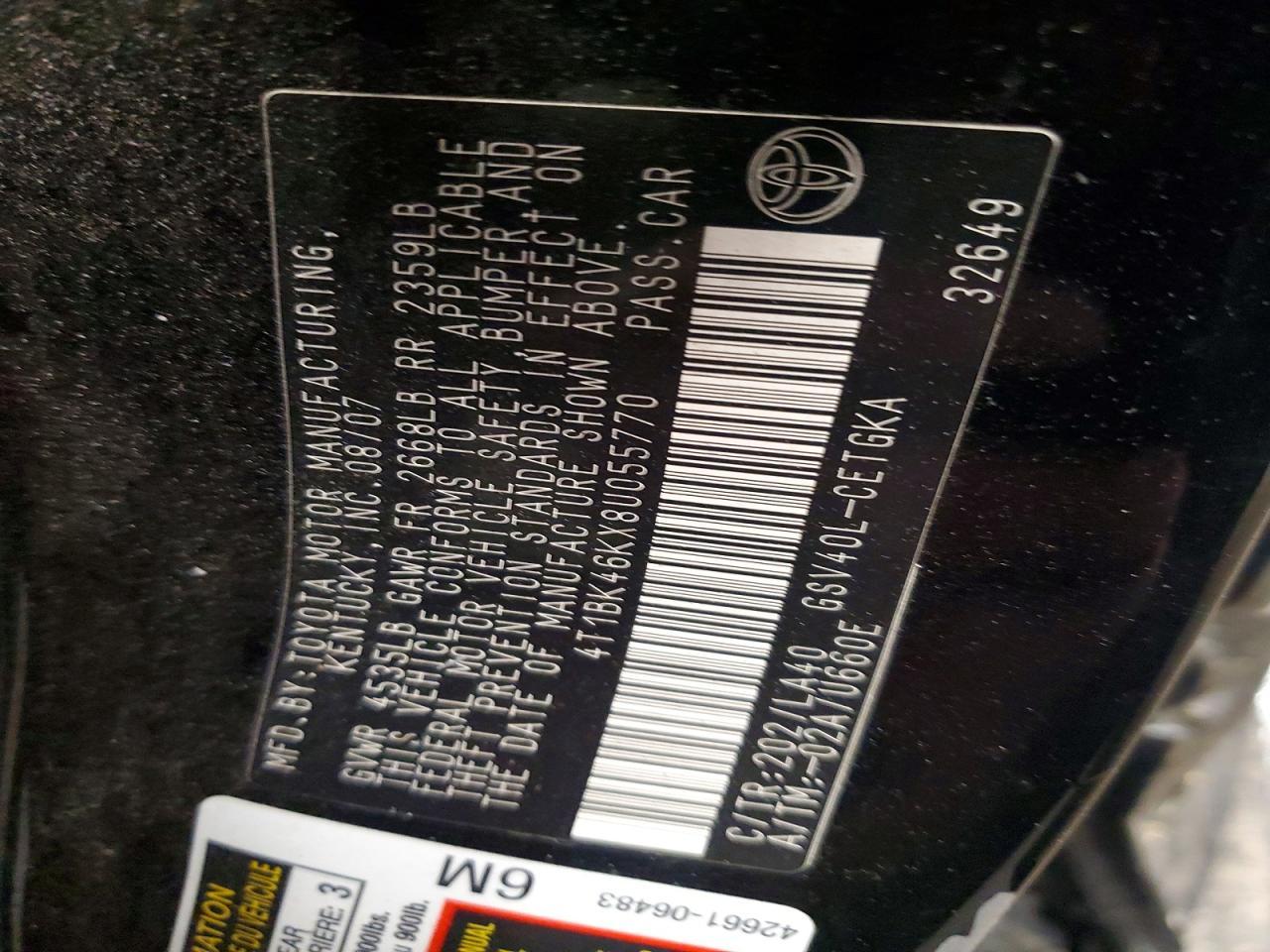 2008 TOYOTA CAMRY
