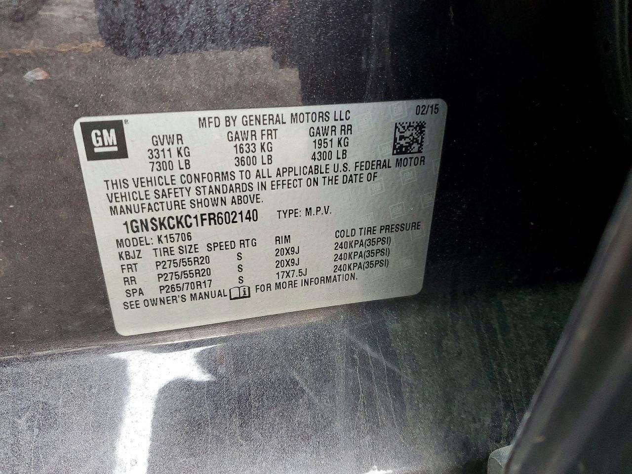 2015 CHEVROLET Tahoe