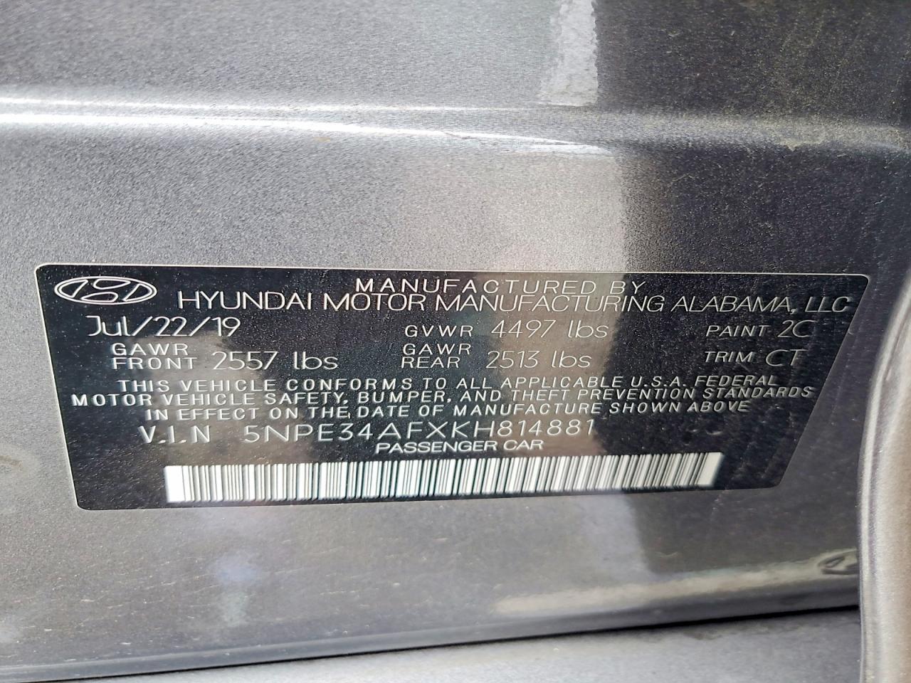 2019 HYUNDAI SONATA