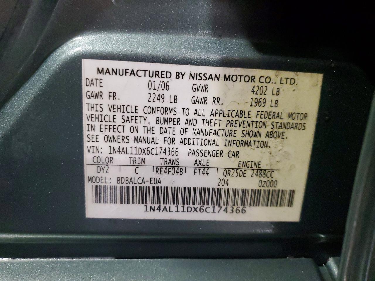 2006 NISSAN ALTIMA