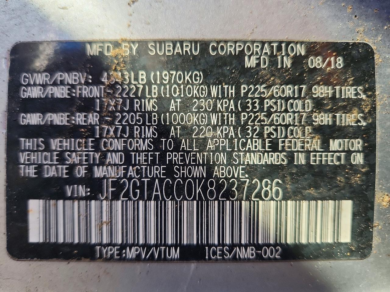 2019 SUBARU Crosstrek
