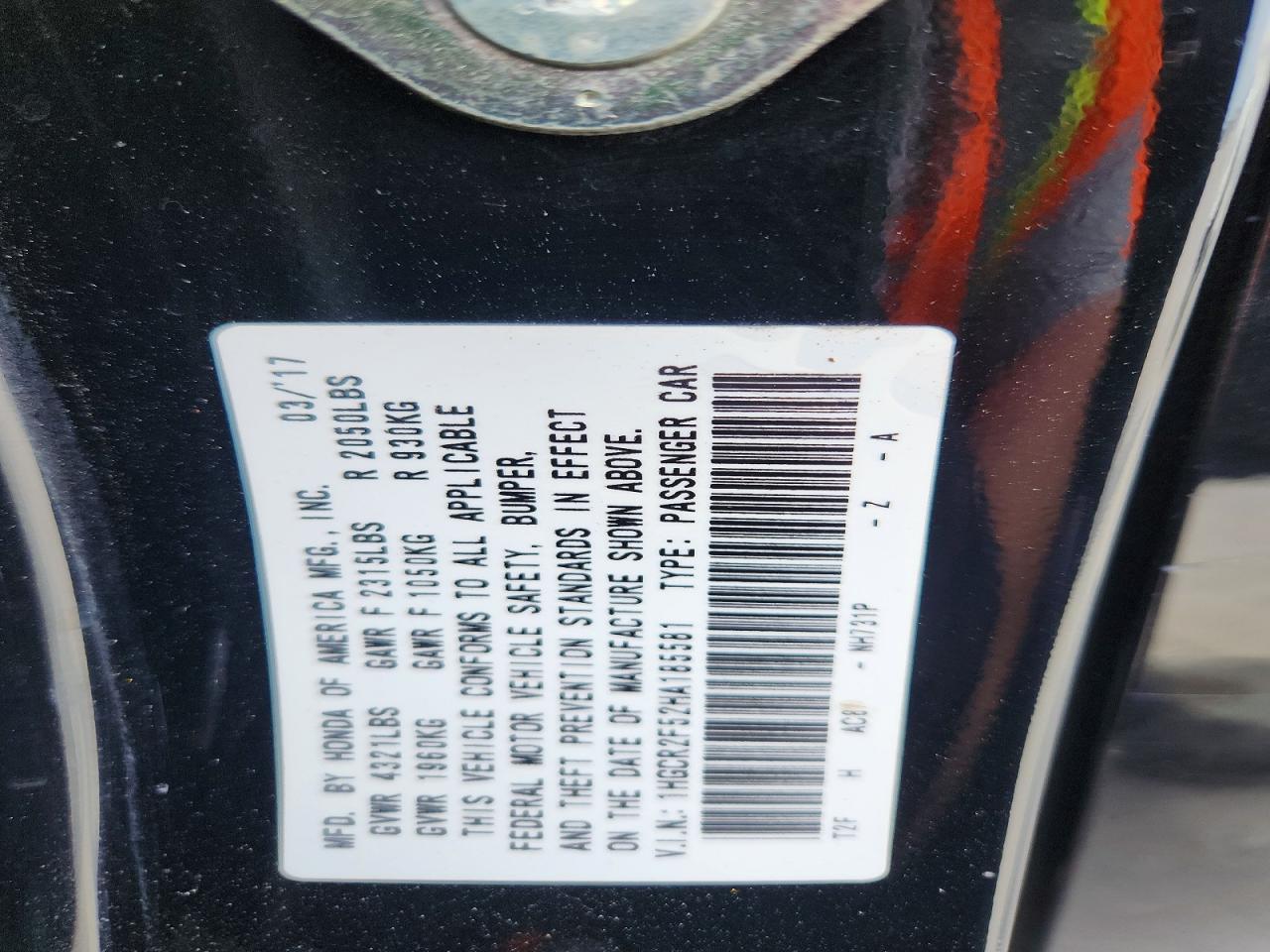 2017 HONDA ACCORD