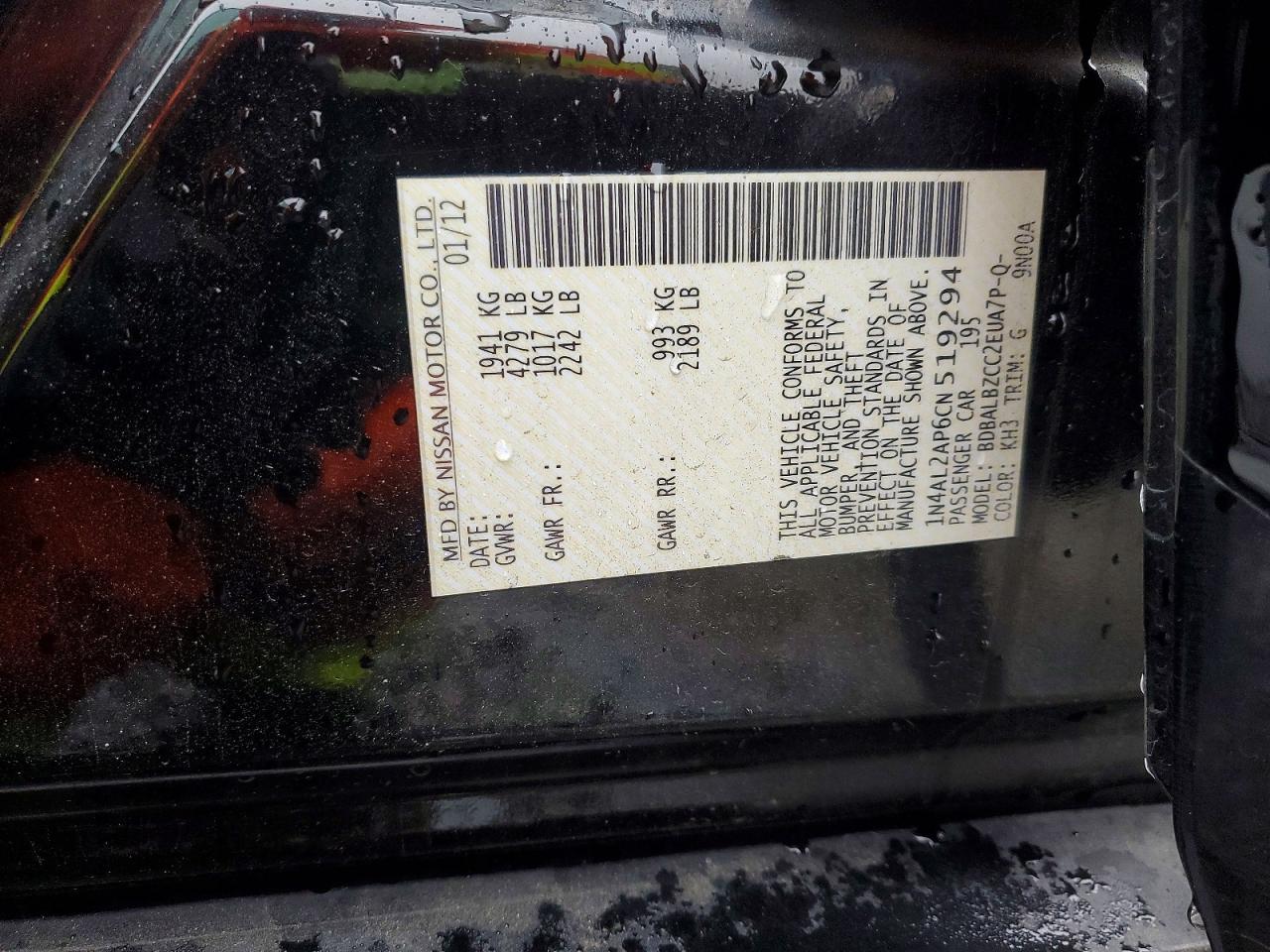 2012 NISSAN ALTIMA