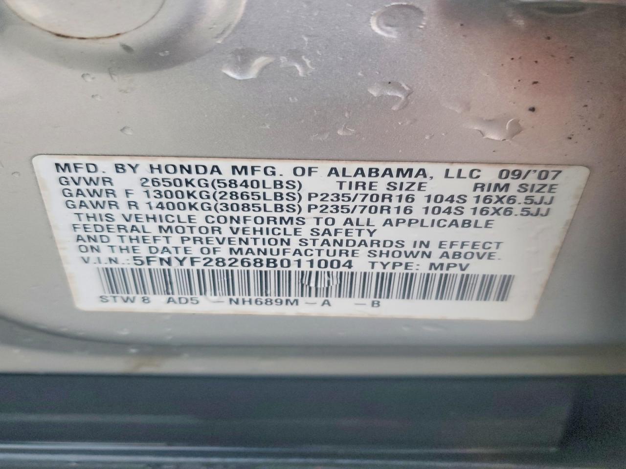2008 HONDA PILOT