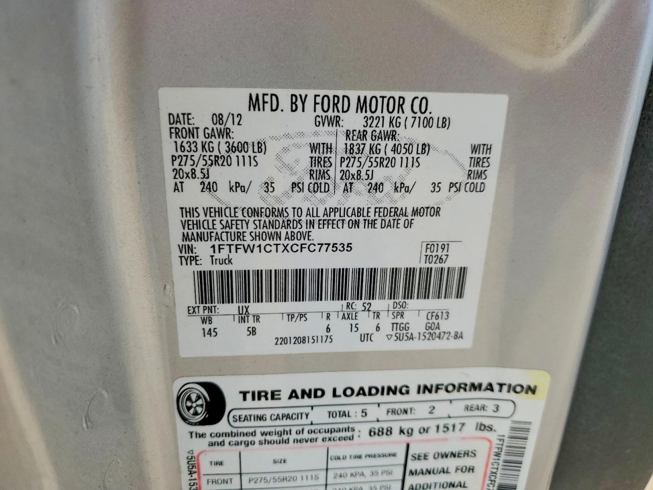 2012 FORD F-150