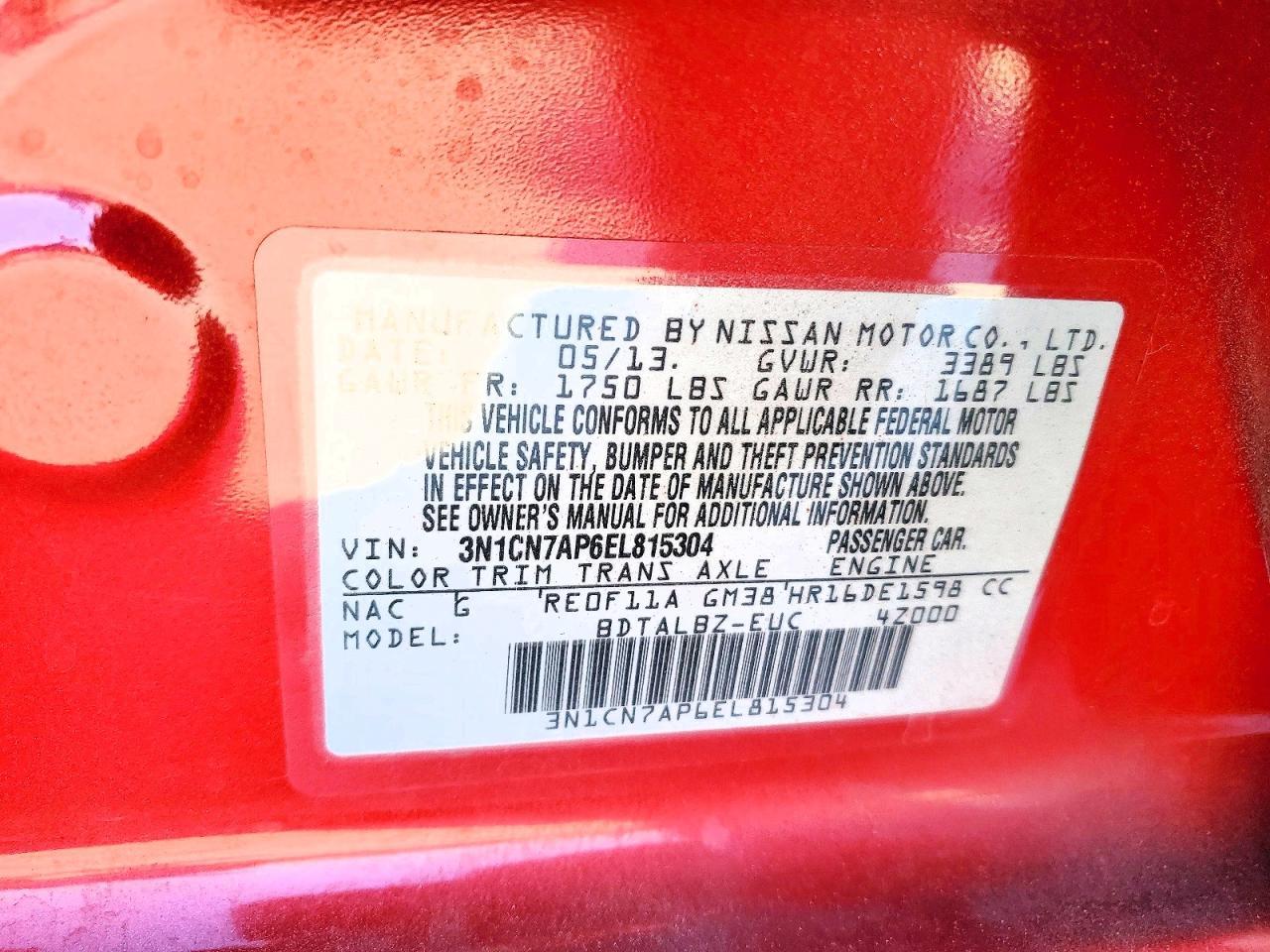 2014 NISSAN VERSA