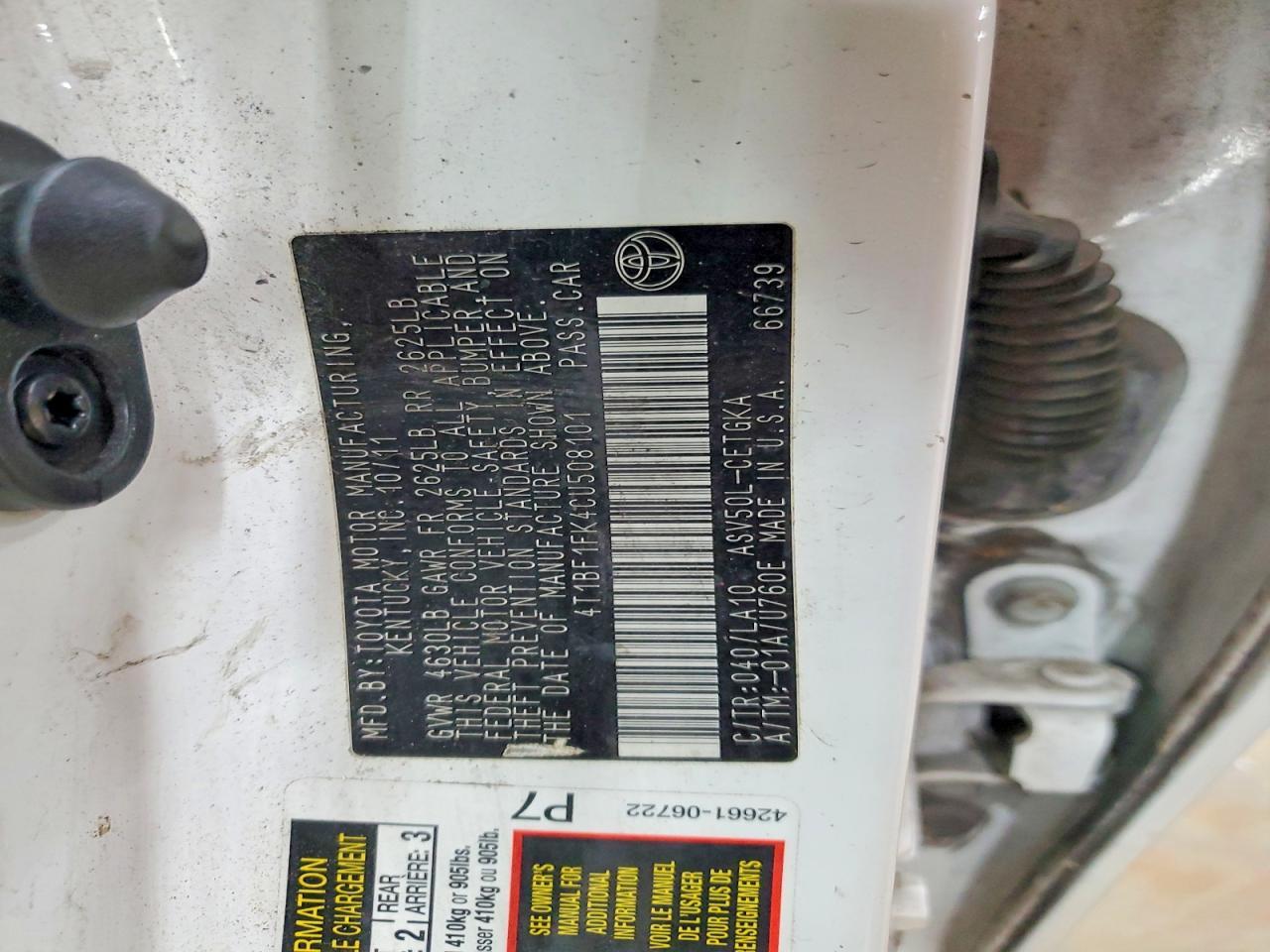 2012 TOYOTA CAMRY