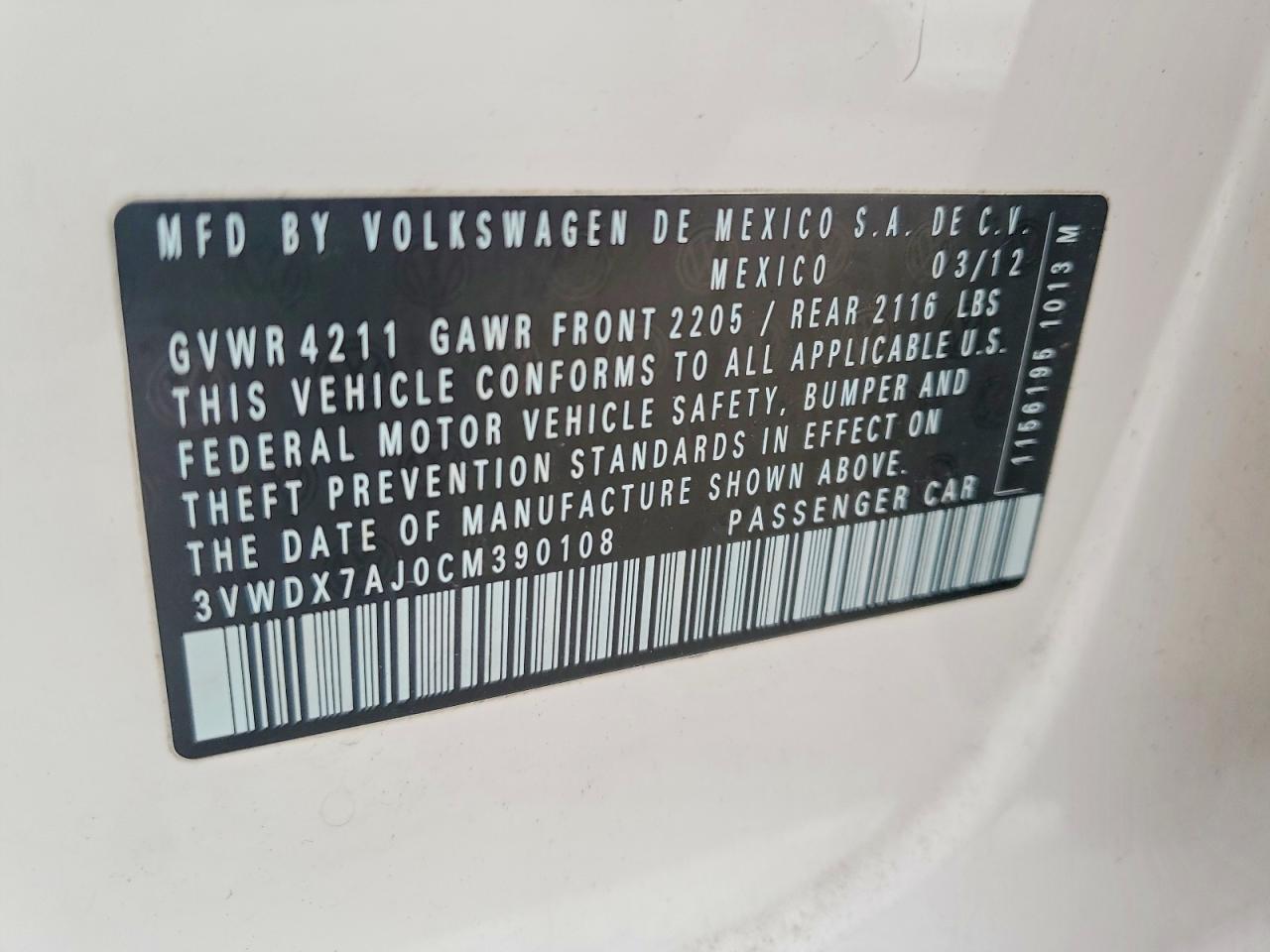 2012 VOLKSWAGEN JETTA