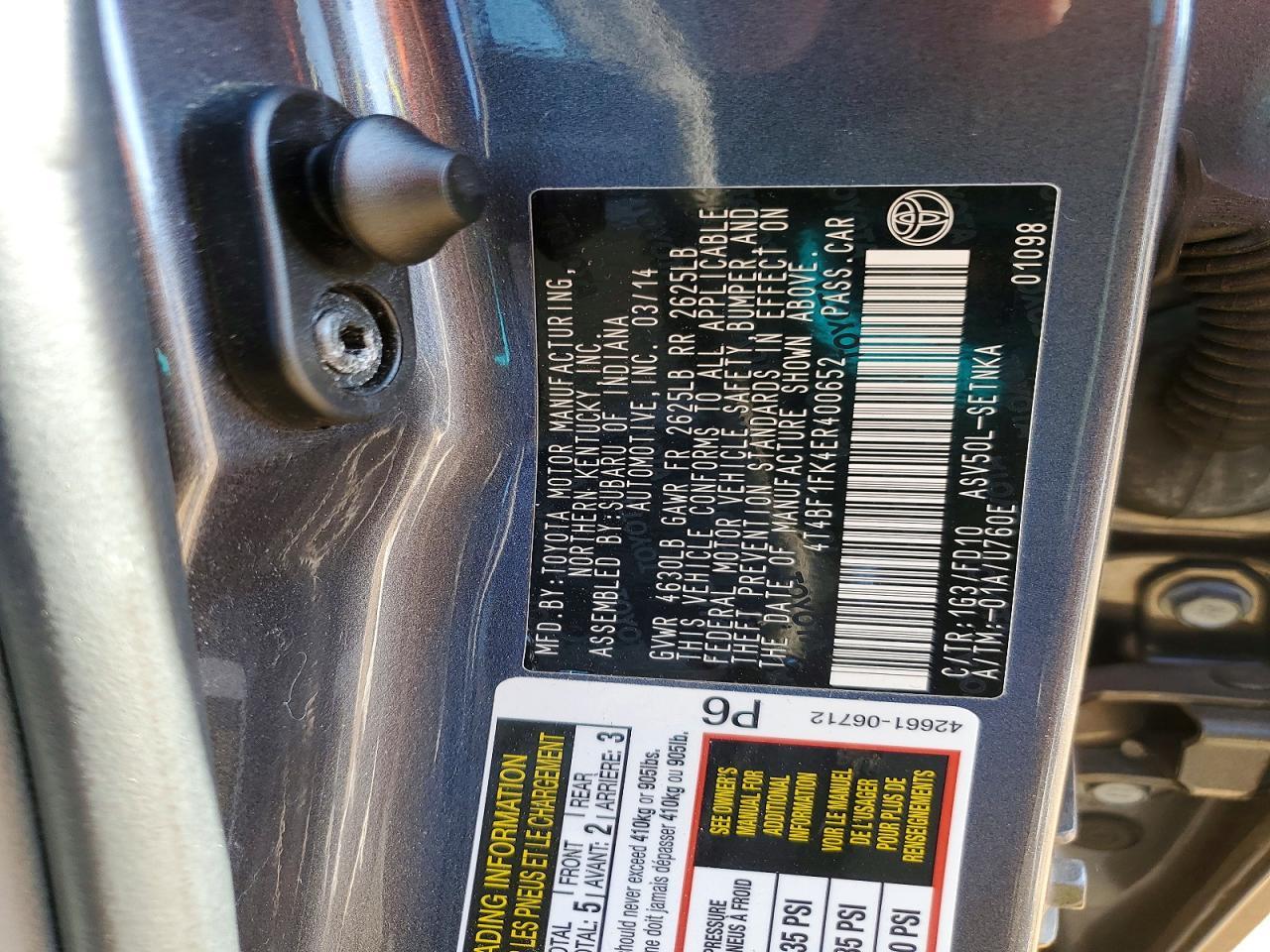 2014 TOYOTA CAMRY