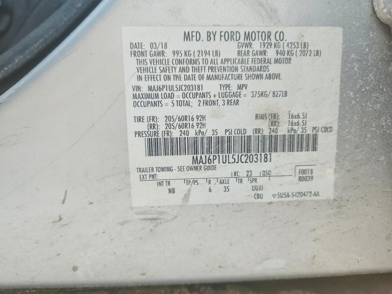 2018 FORD EcoSport