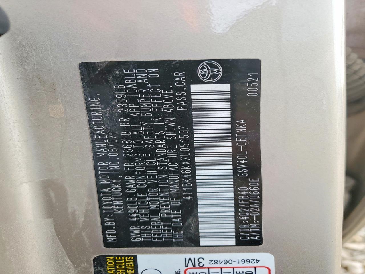 2007 TOYOTA CAMRY