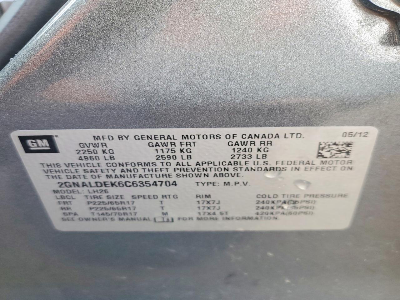 2012 CHEVROLET EQUINOX