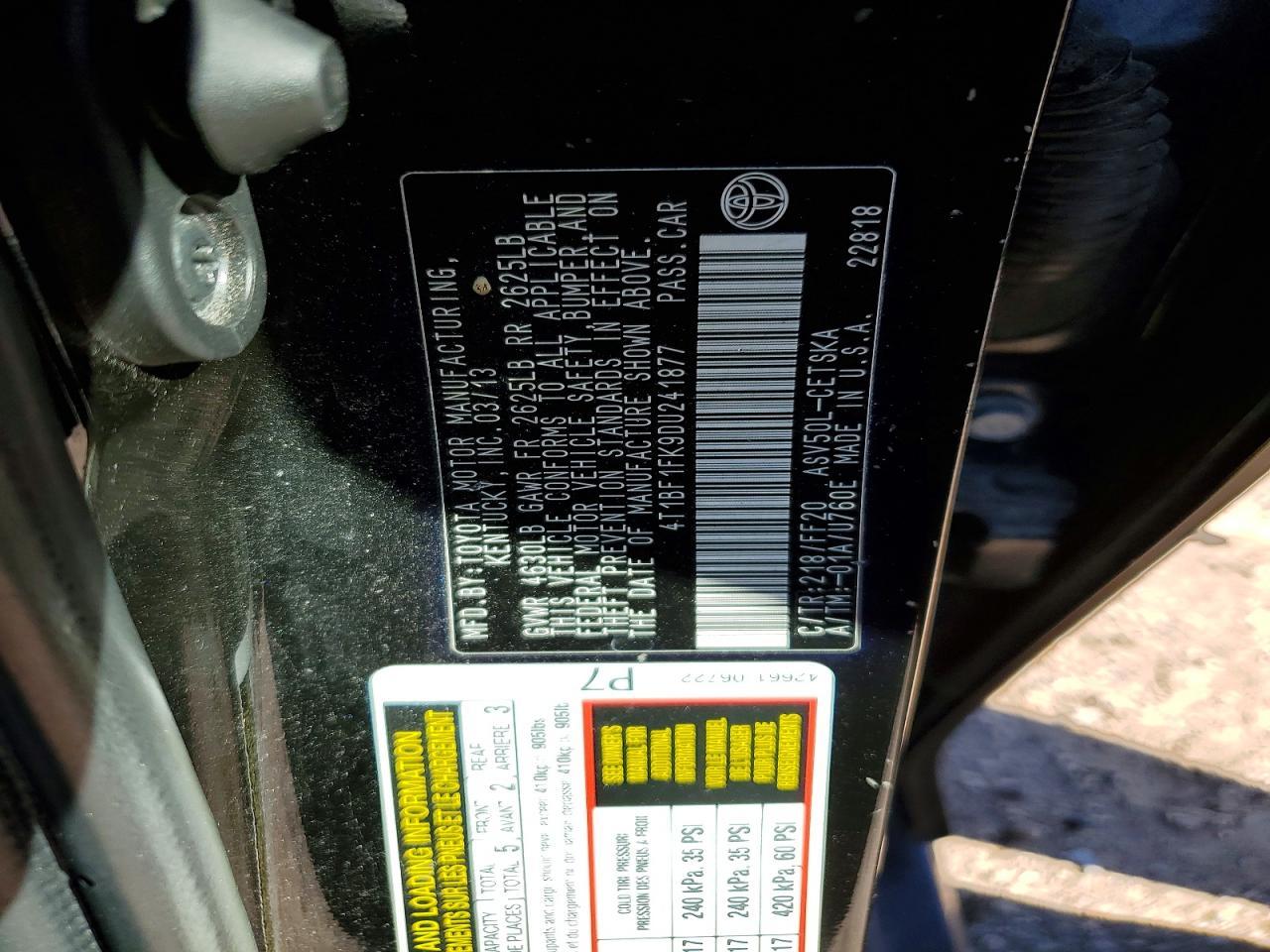 2013 TOYOTA CAMRY