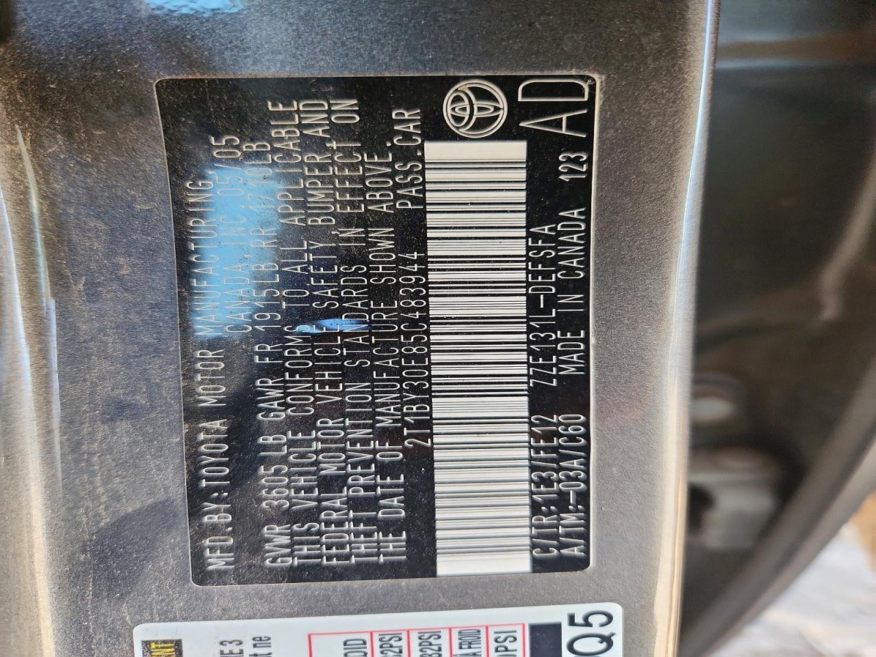 2005 TOYOTA COROLLA
