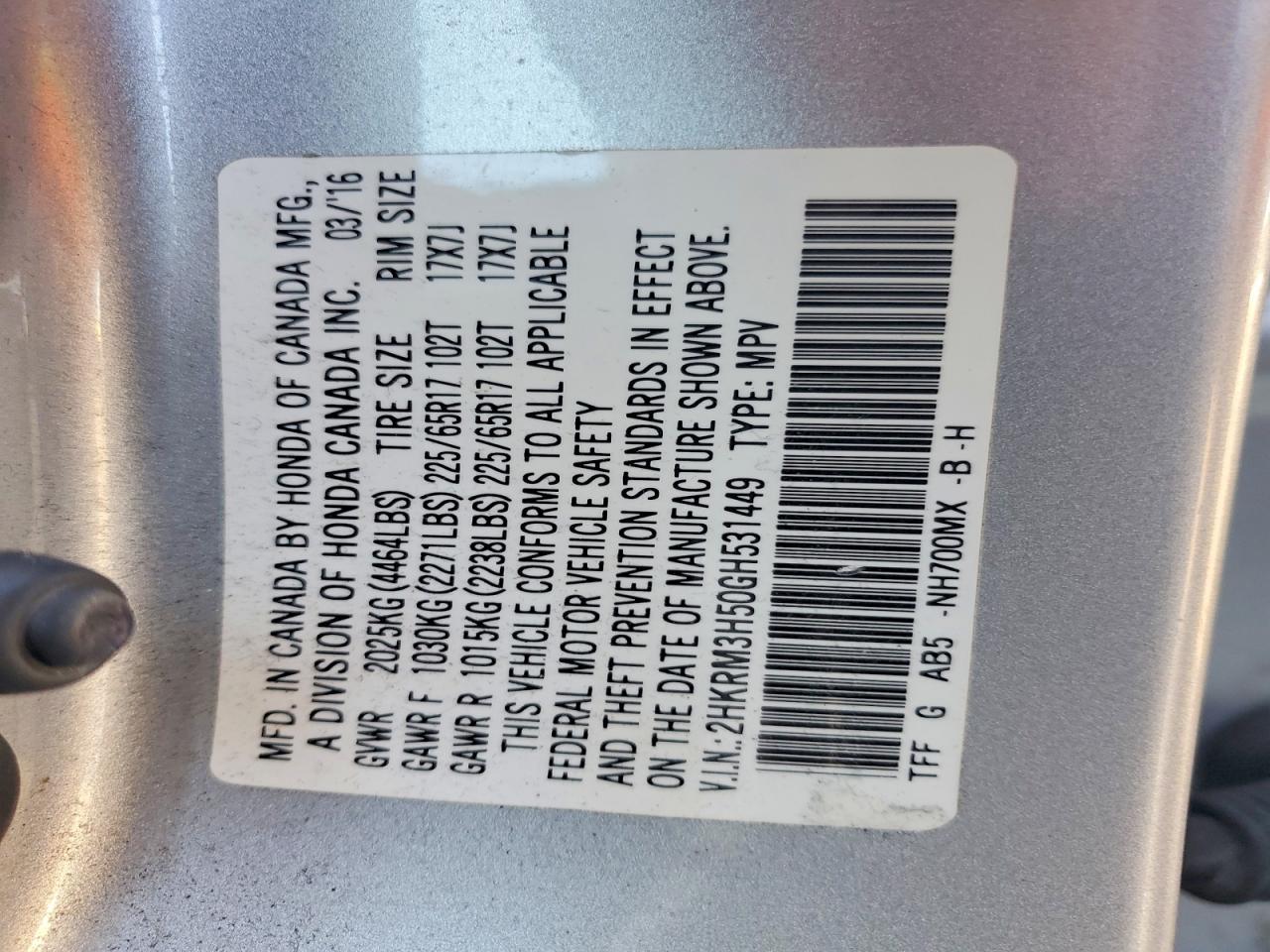 2016 HONDA CR-V