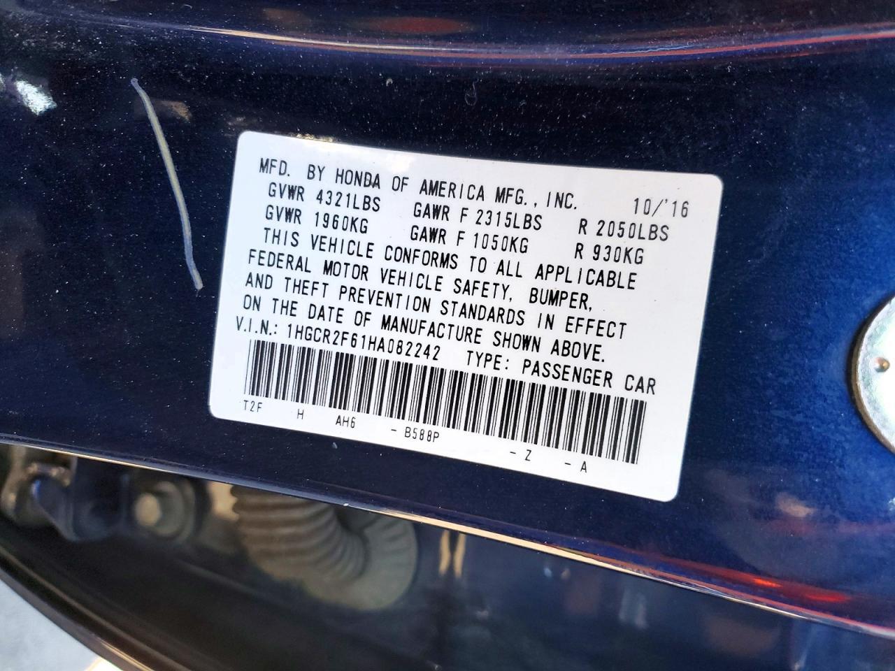 2017 HONDA ACCORD