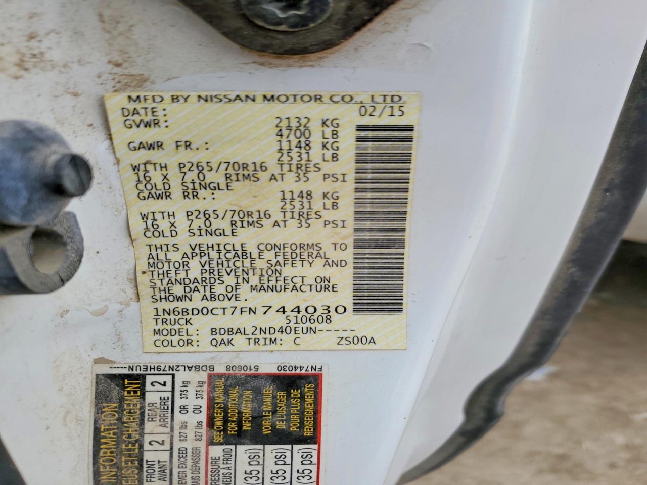 2015 NISSAN Frontier
