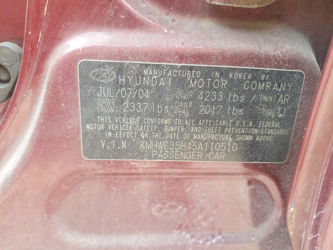 2005 HYUNDAI SONATA