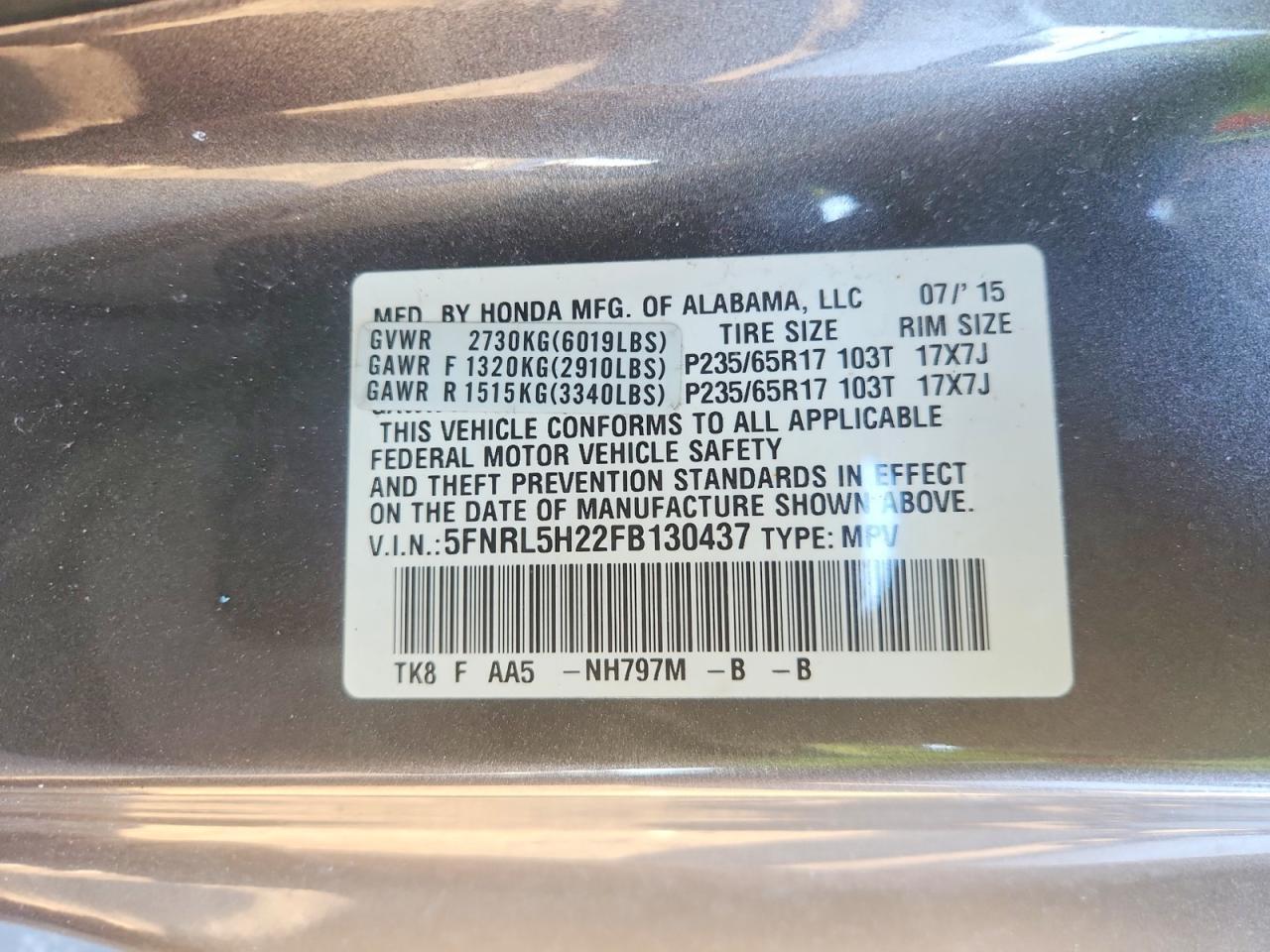 2015 HONDA ODYSSEY