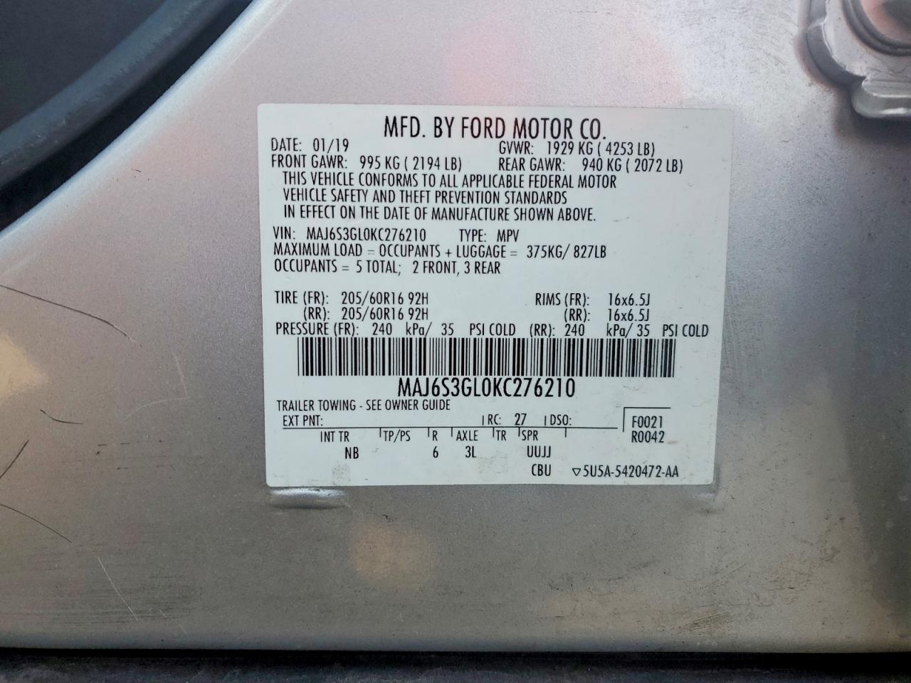 2019 FORD EcoSport