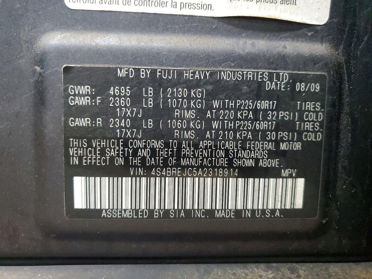 2010 SUBARU Outback