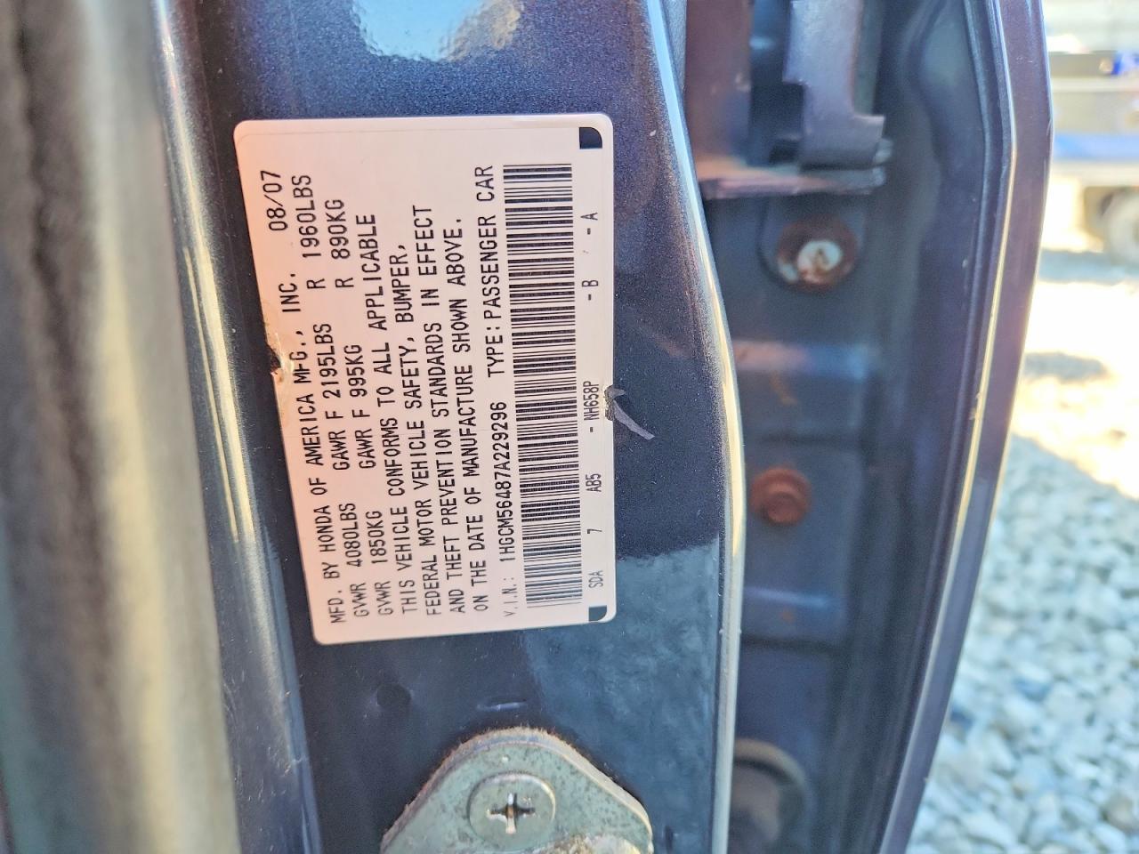 2007 HONDA ACCORD